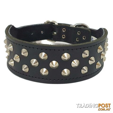 Staffy Leather Studded Dog Collar - Beau Pets - JPP-10141-BLK