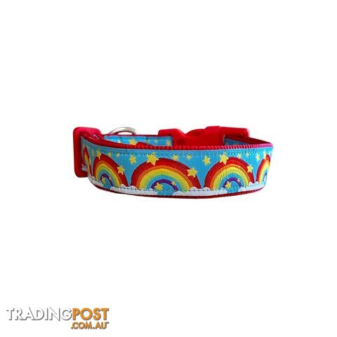 Rainbow Dog Collar - Hand Made by The Bark Side - TBSRAIXSYEL