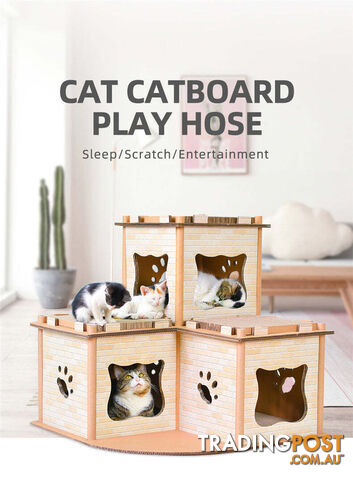 YES4PETS Cat Cardboard House Tower Condo Scratcher Pet Post Pad Mat Furniture -...