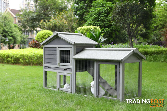 YES4PETS 148cm Rabbit Hutch Quail Run Wooden Cage Guinea Pig Cage House -...