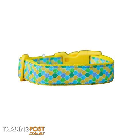 Hexagonal Honeycomb Dog Collar - Hand Made by The Bark Side - TBSHEXLGE