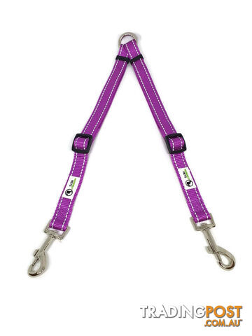 2 Dog Double Lead Coupler, Nylon w/Reflective Stitching - Moondidley Pets - MDPLDCOULTUR