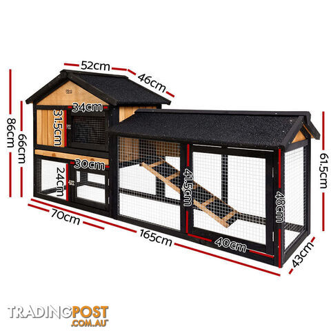 i.Pet Chicken Coop Rabbit Hutch 165cm x 43cm x 86cm Extra Large Run House Cage Wooden Outdoor - PET-GT-R036L-180 - photo 2 of 8