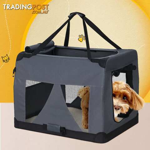 i.Pet Pet Carrier Soft Crate Dog Cat Travel 82x58CM Portable Foldable Car XL -...