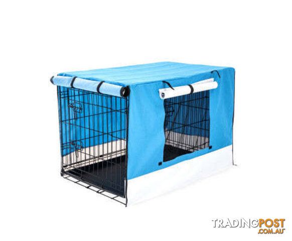 Paw Mate Wire Dog Cage Foldable Crate Kennel with Tray + Cover Combo - V274-PET-WCCV42-BU