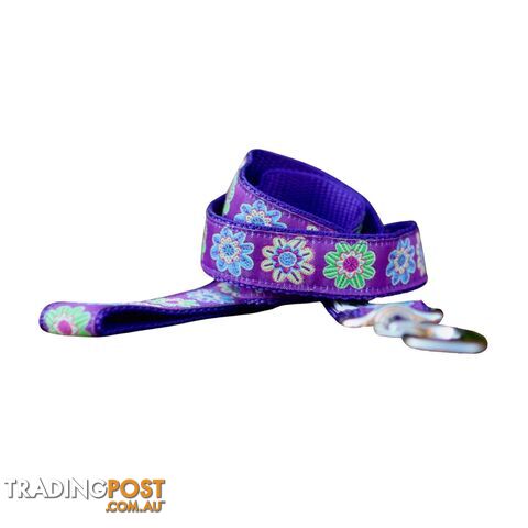 Purple Flower Dog Lead / Dog Leash - Hand Made by The Bark Side - TBSLDFLO201.5