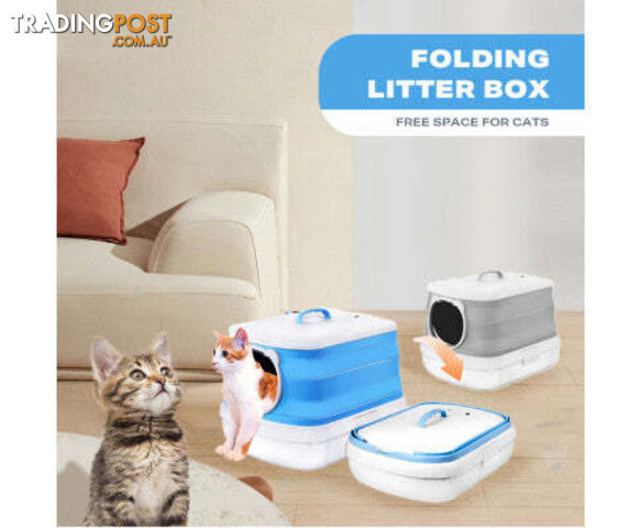 Large Foldable Plastic Cat Litter Box - Easy Cleaning - V488-PCFCB-GR