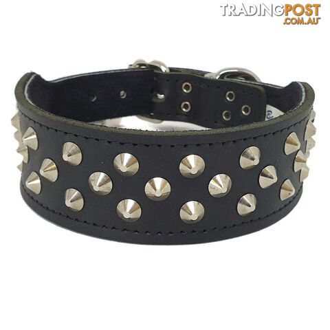 Staffy Leather Studded Dog Collar - Beau Pets - JPP-1044-RED