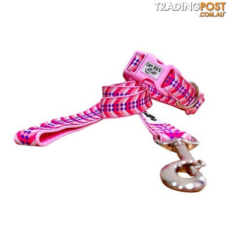 Diamond Chevron - Pink Blue: Dog Lead / Leash - Hand Made by The Bark Side -...