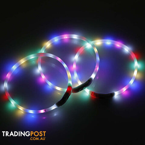 YES4PETS Small 40CM LED Dog Collar USB Rechargeable Night Glow Flashing Light Up...