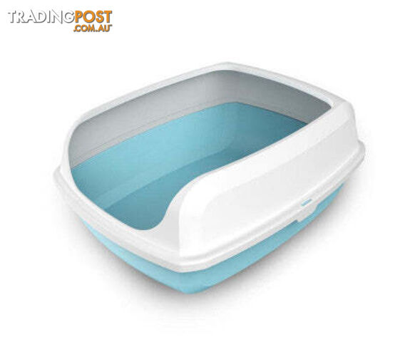 YES4PETS 2 x High Side Large Portable Open Cat Toilet/Litter Box Tray House with Scoop - V278-2-X-MSP-B04-BLUE
