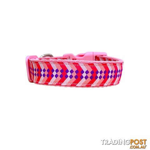 Diamond Chevron Dog Collar - Pink Blue - Hand Made by The Bark Side - TBSDIASMLBPNK - photo 4 of 18