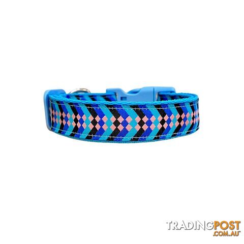 Diamond Chevron Dog Collar - Pink Blue - Hand Made by The Bark Side - TBSDIASMLBPNK - photo 2 of 18