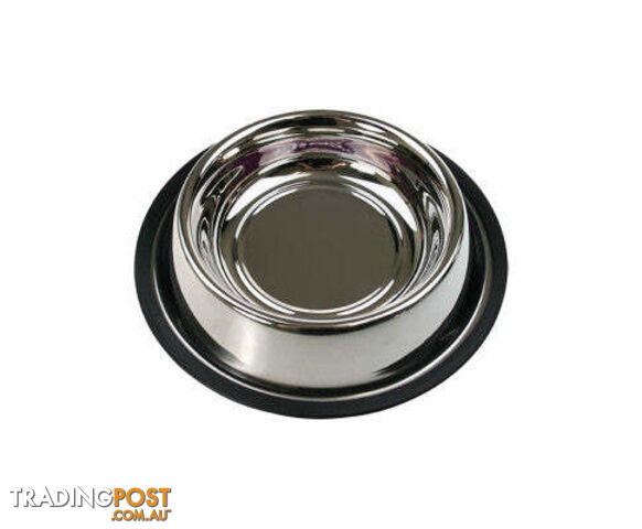 YES4PETS 2 x Stainless Steel Pet Water Bowls - Portable, Anti Slip - V278-42298-TWO-M-STEEL-BOWL