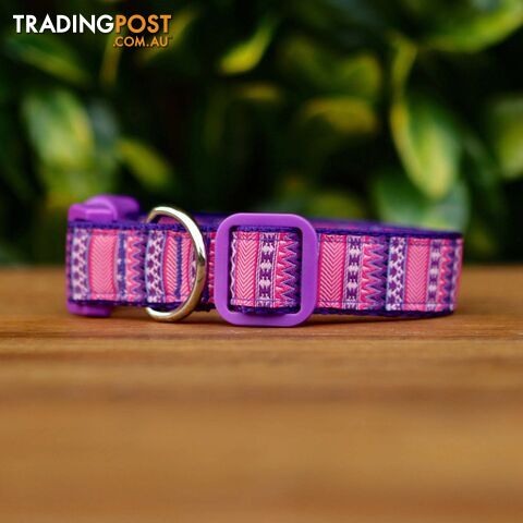Aztec Dog Collar / Pink / Purple - Hand Made by The Bark Side - TBSAZTXS - photo 3 of 5