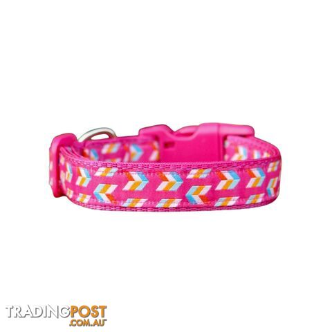 Herringbone Dog Collar - Hand Made by The Bark Side - TBSHERMEDNBLU