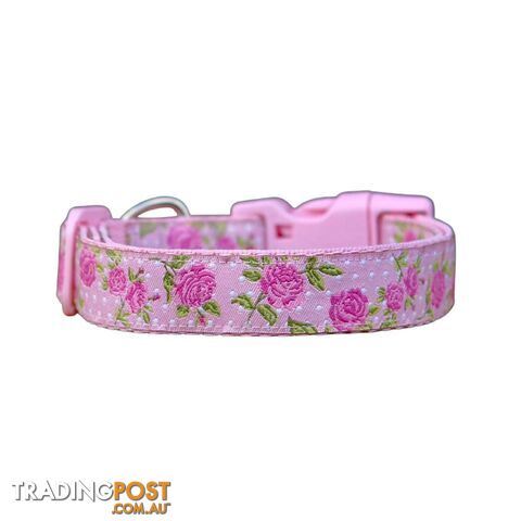 Rose Dog Collar - Hand Made by The Bark Side - TBSROSLGEBLU - photo 3 of 10