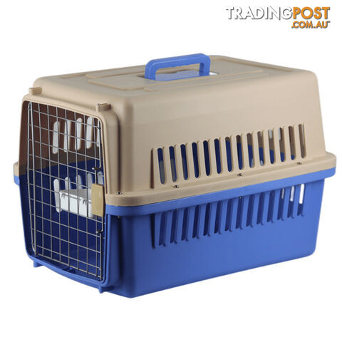 YES4PETS New Medium Dog Cat Rabbit Crate Pet Carrier Cage With Bowl & Tray Blue...