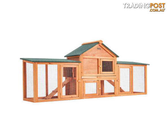 Paw Mate 204 x 45 x 85cm Rabbit Hutch Chicken Coop 2 Storey Large Cage Run - V274-PET-RH10016