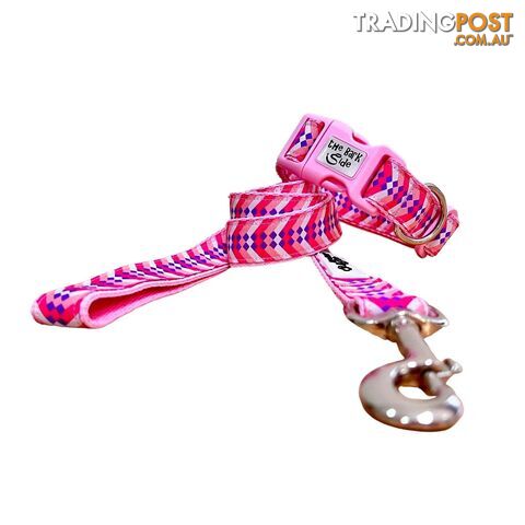 Diamond Chevron - Pink Blue: Dog Lead / Leash - Hand Made by The Bark Side -...