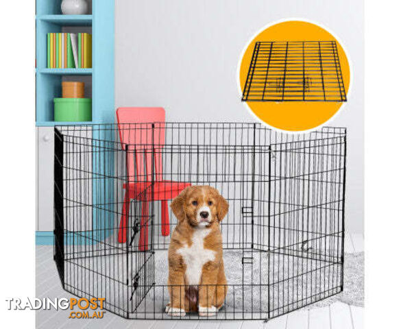 4Paws 8 Panel Playpen Puppy Exercise Fence Cage Enclosure Pets Black All Sizes - V160-10004323
