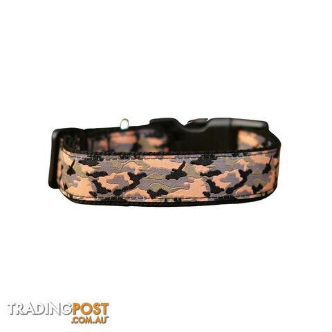 Camouflage Dog Collar - Hand Made by The Bark Side - TBSCAMLGEBLU