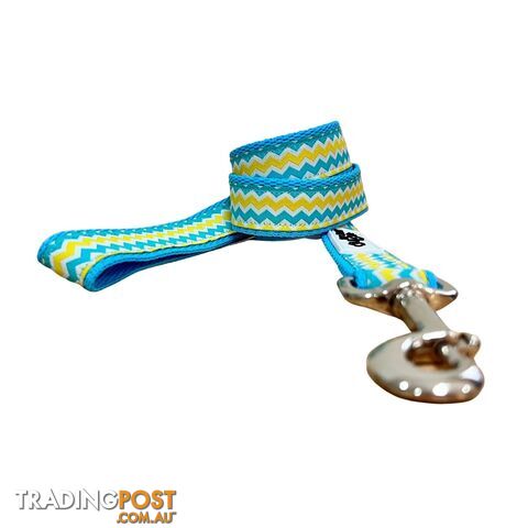 Blue & Yellow Waves Dog Lead / Leash - Hand Made by The Bark Side -...
