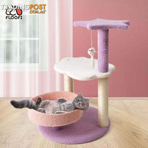 Floofi 61cm Galaxy Plush Scratching Post Cat Tree Pink Purple - V227-3331641024550