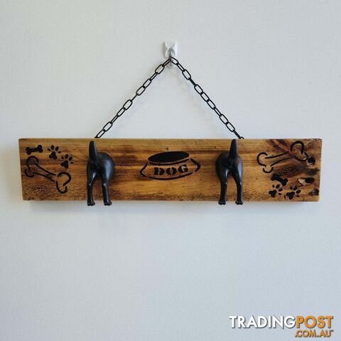 Dog Lead Hook Wooden 2 Hook - Hand Made - PGDH2P