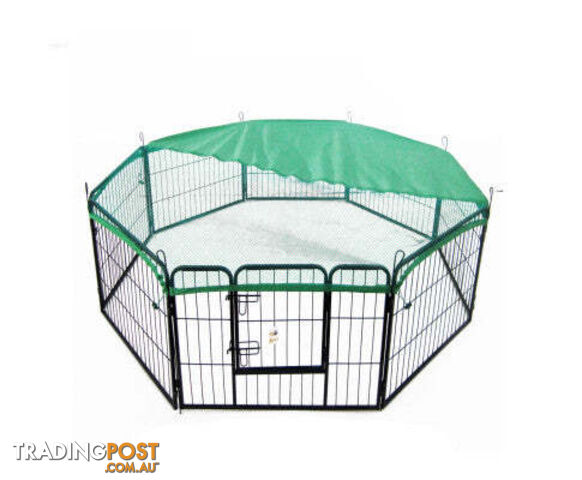 Paw Mate Pet Playpen Heavy Duty 8 Panel Foldable Dog Cage + Cover - V274-PET-PP32S-PPCV32S-GN