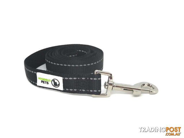 2m Nylon w/Reflective Stitching Dog Lead - Moondidley Pets - MDPLDREFBLK252