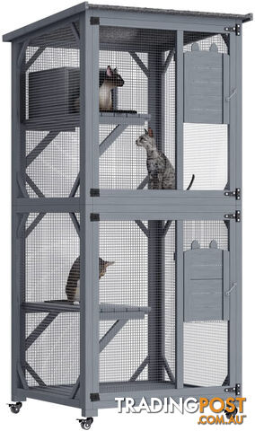 YES4PETS 173cm Pet Cat Bird Shelter Condo with Escape Door Wooden Kitten Cage...