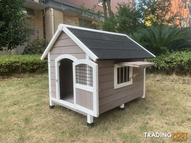 YES4PETS L Timber Pet Dog Kennel House Puppy Wooden Timber Cabin Grey -...
