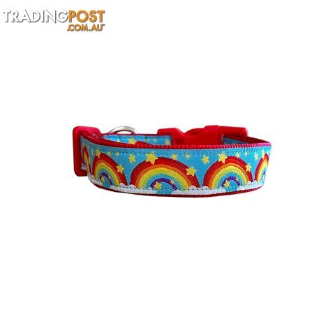 Rainbow Dog Collar - Hand Made by The Bark Side - TBSRAIMRED