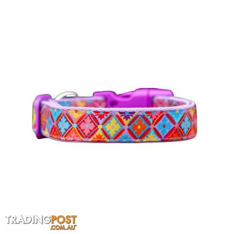 Purple Geometric Dog Collar - Hand Made by The Bark Side - TBSGEOLGE