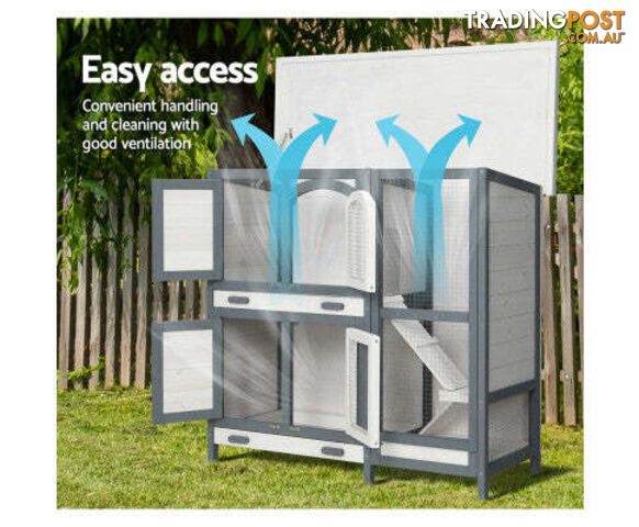 i.Pet Rabbit Hutch 98cm x 45cm x 92cm Chicken Coop Large Wooden House Run Cage Bunny Guinea Pig - PET-RH-475S-GR - photo 3 of 8