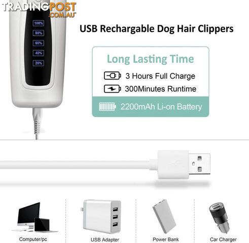YES4PETS Pet Electric Dog Pet Clipper Kit Blade Set Cat Animal Hair Grooming Cordless White - V278-PHC-720B-WHITE - photo 3 of 5
