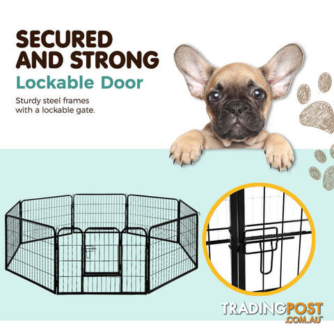 i.Pet 24" 8 Panel Dog Playpen Pet Exercise Cage Enclosure Fence Play Pen - PET-DOGPLAYPEN-H60