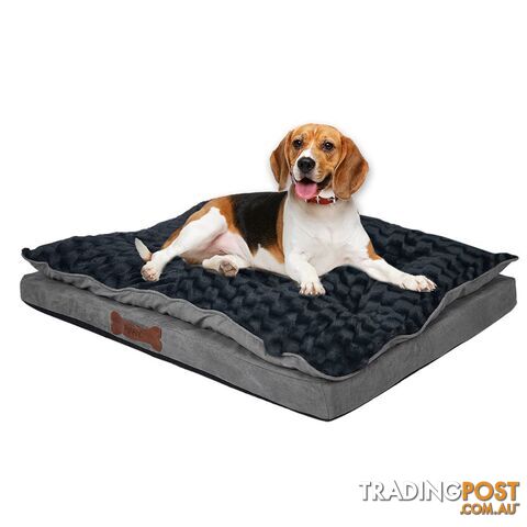 Dog Calming Bed Warm Soft Plush Comfy Sleeping Memory Foam Mattress Dark Grey - WB-PT1058-L-GY