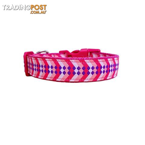 Diamond Chevron Dog Collar - Pink Blue - Hand Made by The Bark Side - TBSDIAXSBPNK - photo 5 of 18
