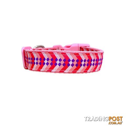 Diamond Chevron Dog Collar - Pink Blue - Hand Made by The Bark Side - TBSDIAXSBPNK - photo 4 of 18