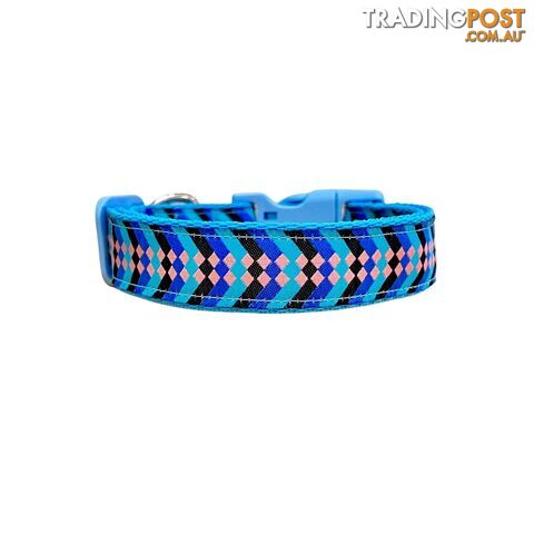 Diamond Chevron Dog Collar - Pink Blue - Hand Made by The Bark Side - TBSDIAXSBPNK - photo 2 of 18