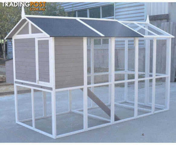 YES4PETS Grey XXL Chicken Coop - Rabbit, Guinea Pig, Ferret House - V278-CC336-416-W-336-RUN417