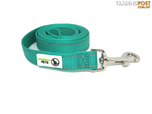 60cm to 10m Long Nylon w/Reflective Stitching Dog Lead - Moondidley Pets - MDPLDREFGRN251.2