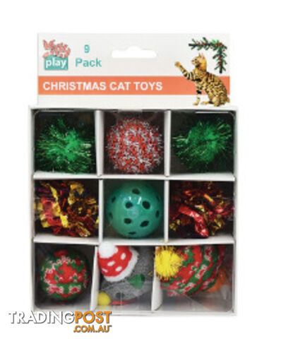 Christmas Cat Toy Box 9pk 15.5x21.5cm - Kitty Play - PPP-91-KP04777