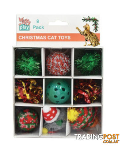 Christmas Cat Toy Box 9pk 15.5x21.5cm - Kitty Play - PPP-91-KP04777