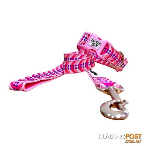 Diamond Chevron - Pink Blue: Dog Lead / Leash - Hand Made by The Bark Side -...