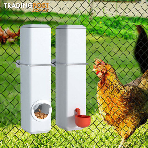 Giantz Chicken Feeder 4L Water Dispenser Automatic Waterer - FIK-FEEDER-PL-4L-WH