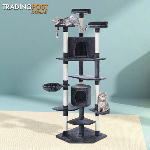 i.Pet Cat Tree 203cm Tower Scratching Post Scratcher Condo Trees House Bed Grey - PET-CAT-PCTOP-GR - photo 1 of 10