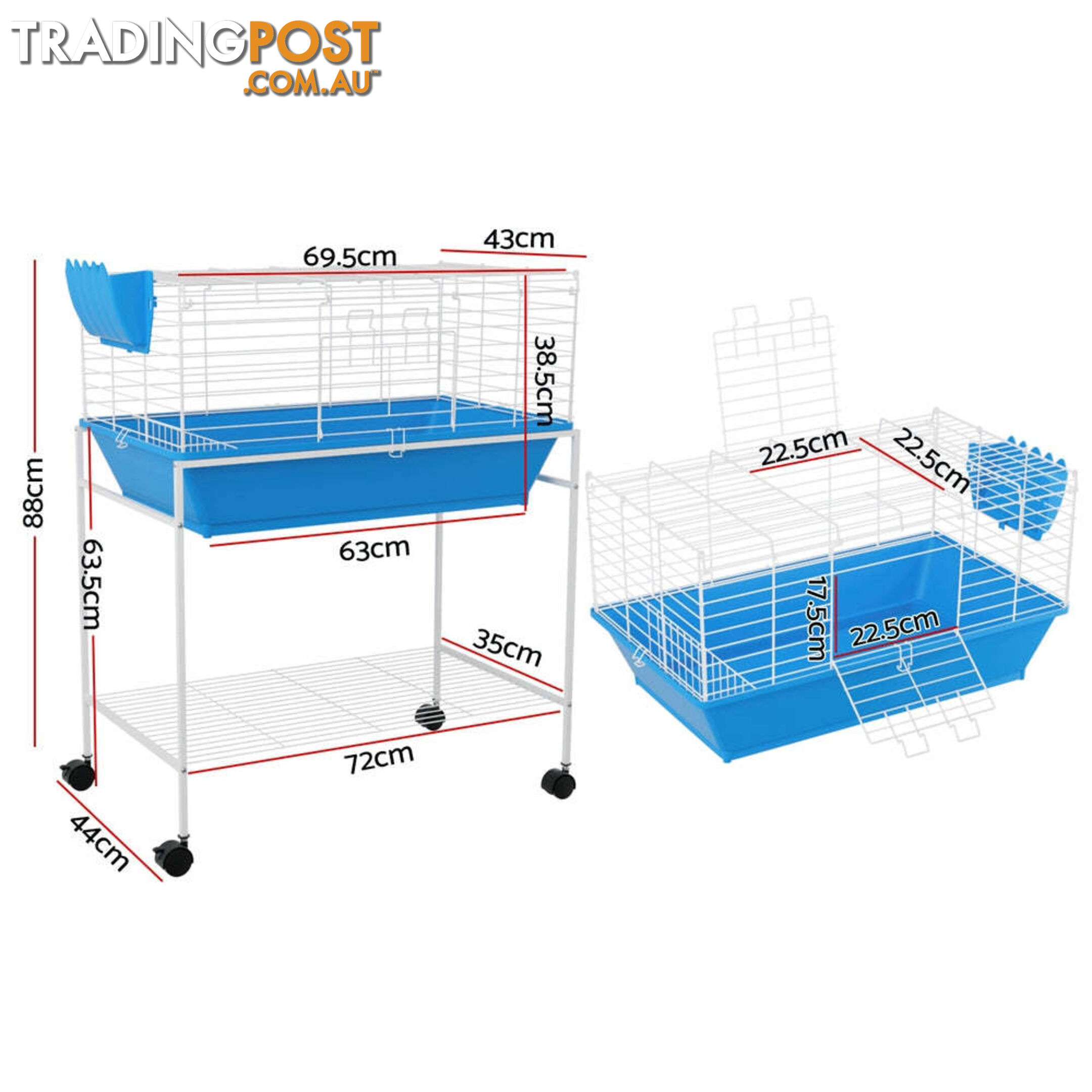 i.Pet Rabbit Cage 88cm Indoor Guinea Pig - PET-RAB-CAGE-H97